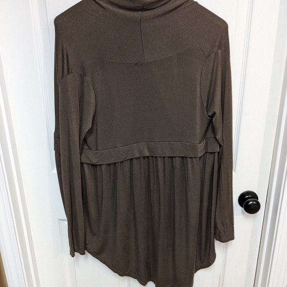 Double Zero Womens Size Small Open Front Drape Cardigan Solid Brown Rayon - Picture 4 of 7